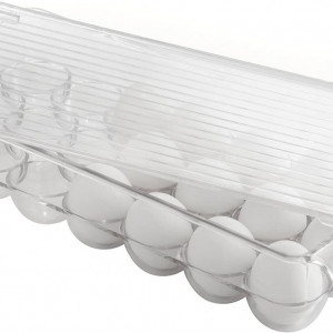 Cutie organizatoare pentru 21 de oua mDesign, plastic, transparent, 15.9 x 37.5 x 7.6 cm - Img 4