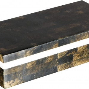 Cutie pentru bijuterii Handicrafts, lemn masiv/MDF, auriu/negru, 20,3 x 12,7 x 3,8 cm - Img 1