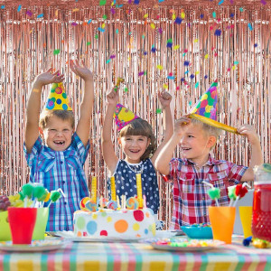 Decor cu franjuri pentru petrecere TRIXES, folie, rose gold, 90 x 208