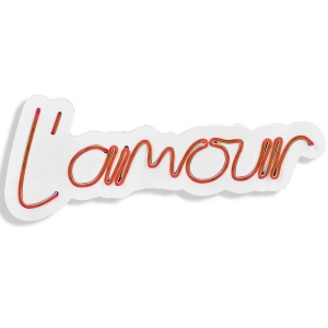 Decor de perete Re-Bloom, L amour, LED, PVC, rosu, 41 x 18 x 2 cm
