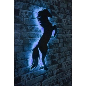 Decor de perete Re-Bloom, model cal, LED, MDF, negru, 60 x 30 cm - Img 2