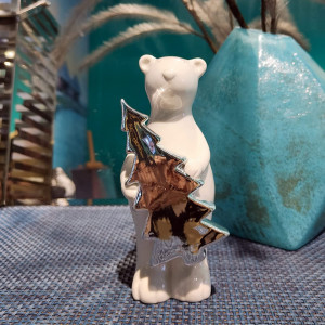 Decoratiune de Craciun Casaido, model urs, ceramica, alb, 18,3 x 9 cm - Img 5