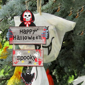 Decoratiune de Halloween, lemn, multicolor ,17.5x30 cm