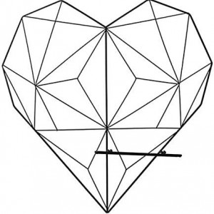 Decoratiune de Perete Loopunk – Panou Metalic Tip Grilă în Formă de Inimă, Negru, 42 x 43 cm