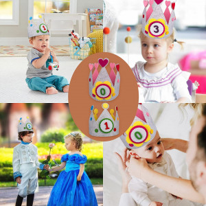 Decoratiuni aniversare pentru copii cu coroana si numere Gxhong , textil, multicolor, 58 x 18,5 cm - Img 2