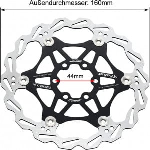 Disc de frana pentru bicicleta Bynccea, otel inoxidabil/aluminiu, argintiu/negru, 16 cm