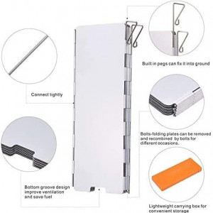 Disc de protectie impotriva vantului pentru aragaz de camping SONGYUAN, aliaj de aluminiu, argintiu, 84 x 24 cm - Img 6