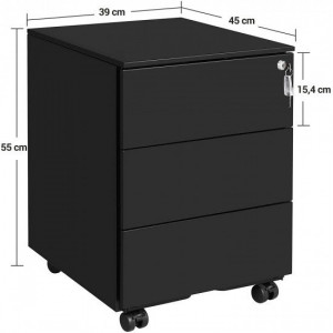 Dulap de birou Carmella, negru, 39 x 56 x 55cm - Img 2