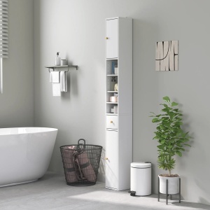 Dulap inalt pentru baie, placaj/MDF, alb, 20 x 20 x 178 cm, Resigilat, Grad A - Img 6