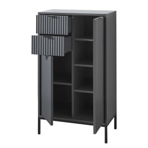 Dulap pentru baie Juvara, MDF/PAL/metal, gri mat/negru, 