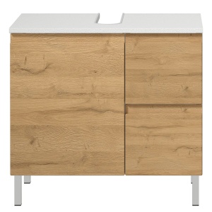 Dulap pentru lavoar Torrance, MDF/PAL, natur/alb, 60 x 56 x 34 cm