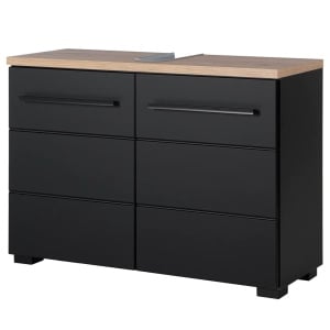 Dulap pentru lavoar Wyntoon, MDF/PAL, negru/natur, 80 x 57 x 31 cm