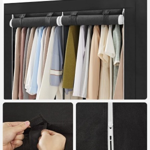 Dulap Songmics, otel/plastic/textil, negru, 130 x 45 x 167 cm, Resigilat, Grad A - Img 2
