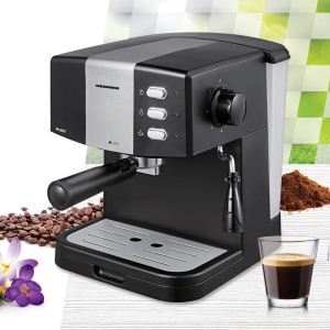 Espressor Heinner HEM-850BKSL, Putere 850W, Capacitate 1.5L, 15bar, filtru dublu din inox, Negru/Argintiu - Img 2