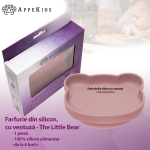 Farfurie din silicon cu ventuza, AppeKids, The Little Bear - Old Rose - Img 2