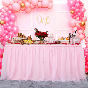 Fata de masa pentru petrecere NSSONBEN, tul, roz, 183 x 77 cm - Img 6
