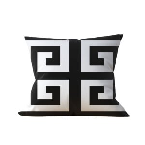 Fata de perna decorativa, 50% bumbac/50% poliester, 43x43 cm, alb/negru - Verificat A · Re-Bloom