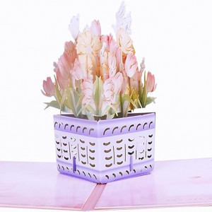Felicitare 3D Innbox, multicolor, hartie, 16x16cm, model floral