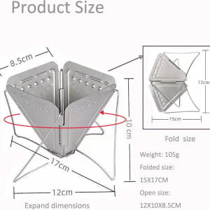 Filtru de cafea pliabil pentru camping Funrelaxer, otel inoxidabil, argintiu, 15 x 17 cm - Img 6