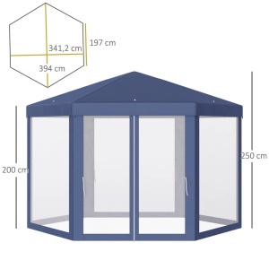 Foisor Garden Living, poliester/metal, albastru inchis, 341,2 x 394 x 250 cm