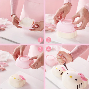 Forma de tort FATUXZ, model hello kitty, silicon, roz, 21,6 x 18,5 cm