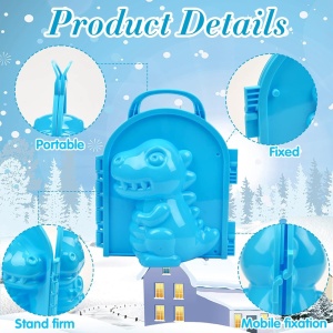 Forma pentru bulgari de zapada Fohyloy, model dinozaur, plastic, albastru, 18,5 x 16 x 9,2 cm