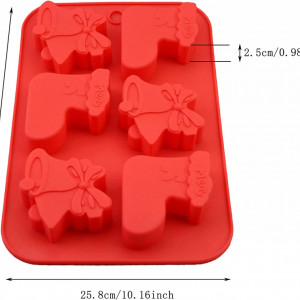 Forma pentru prajituri de Craciun DYWW, rosu, silicon, 25.8 x 17 x 2.5 cm - Img 7