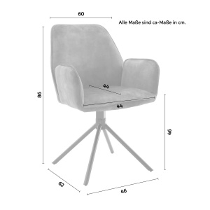 Fotoliu / Scaun rotativ Ottawa antracit/negru din catifea, 60/89/64 cm - Img 3