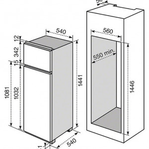 Frigider cu congelator incorporabil Electrolux FI251/2T, alb, 144 x 54 cm, A+, 222 l, 36 db