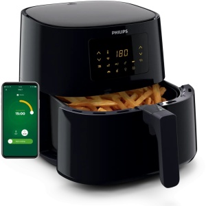 Friteuza cu aer cald Philips HD9280/90 Airfryer Essential Collection, capacitate 6.2 L, Rapid Air, Digital, Wifi, 7 presetari, Corp negru/ Maner negru - Img 3