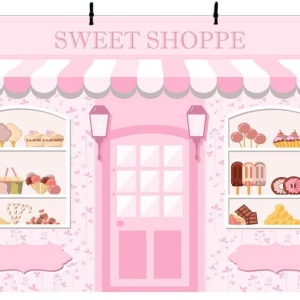 Fundal foto Aibiin, model Sweet Shoppe, poliester, multicolor, 210 x 150 cm