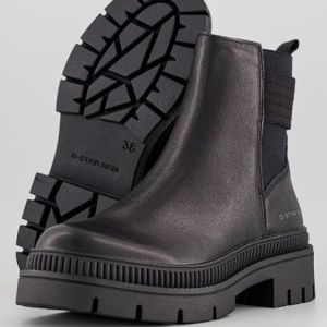 G-STAR, Cizme medii din piele si denim Kafey, Negru, 37, Resigilat, Grad A - Img 3