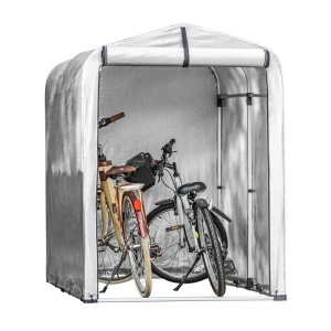 Garaj pentru biciclete Stover, polietilena, argintiu, 120 x 176 x 163 cm