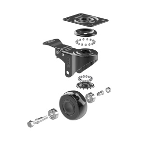 GBL set 4 roti cauciucate Heavy Duty cu frana, 50mm, 200kg, silentioase, sigure pentru toate tipurile de podea - Verificat A · Re-Bloom - Img 4