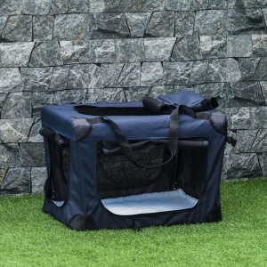 Geanta pentru caini cu 3 intrari Re-Bloom, panza Oxford/metal, albastru inchis/negru, 70 x 51 x 50 cm, Resigilat, Grad A - Img 3