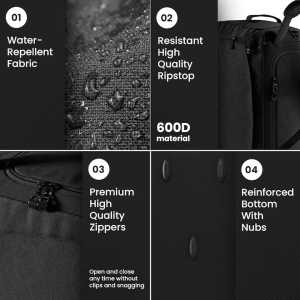 Geanta sport impermeabila pentru sala, cu compartiment pentru incaltaminte, BeMaxx, 55x26x28 cm, 40l, Negru, Resigilat, Grad A - Img 4