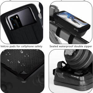 Geanta/suport telefon pentru bicicleta Niluoya, fibra de carbon, negru, 10,49 x 17,98 cm - Img 2