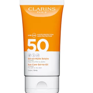 Gel cu protectie solara Clarins Sun Care Gel-to-Oil, SPF 50, 150 ml, Resigilat, Grad A