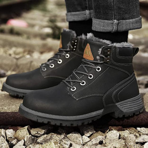 Ghete de iarna cu blana Mishansha, piele sintetica, negru, marimea 36 - Img 2