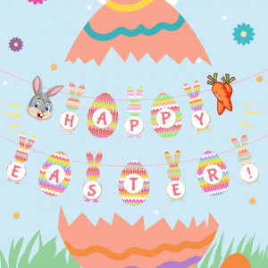 Ghirlanda Happy Easter BEKOIUP, folie/hartie, multicolor - Img 4
