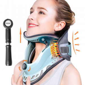 Guler cervical Tech Love, otel aliat, gri/albastru, 8-15 cm / 38-55 cm - Img 1