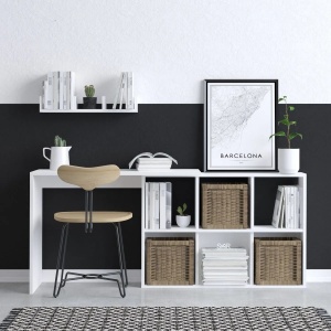 Hanah Home birou 74x45x145 cm, PAL 18mm melaminat, alb - Verificat A · Re-Bloom - Img 3