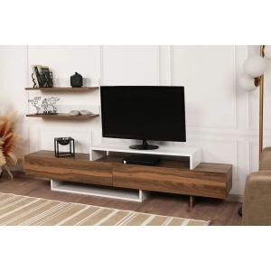 Hanah Home comoda TV living 180x41.7x29.5 cm, PAL 18mm, alb si tec, design scandinav - Verificat A · Re-Bloom - Img 3
