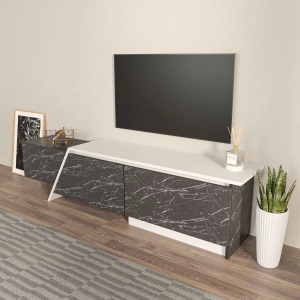 Hanah Home comoda TV, PAL melaminat, 180x35x28.6 cm, grosime 18mm, gri/alb - Verificat A · Re-Bloom - Img 3
