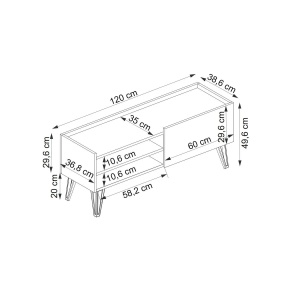 Hanah Home comoda TV, PAL melaminat/cadru metal, 120x38.6x49.6 cm, grosime 18mm, safir/antracit - Verificat A · Re-Bloom - Img 6
