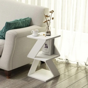 Hanah Home masa laterala, PAL melaminat 18mm, 30x30x50 cm, alb - Verificat A · Re-Bloom - Img 2
