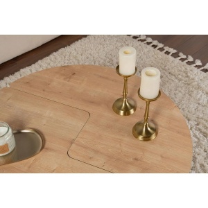 Hanah Home masuta de cafea rotunda D90x41 cm, PAL 18mm melaminat, stejar - Verificat A · Re-Bloom - Img 4