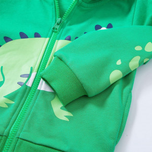 Hanorac pentru copii dinozaur Minizone, bumbac, verde, 7-8 ani - Img 5