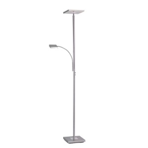 Hans II lampadar LED 2 lumini 190 cm, 22W 2500lm 3000K, dimabil, metal periat, abajur plastic, argintiu/alb - Verificat A · Re-Bloom