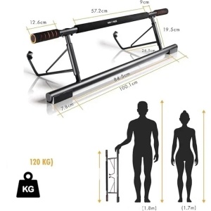 High Pulse bara tractiuni Pull Up Bar 90x24 cm, 120 kg, otel carbon, pozitii multiple prindere, tampoane spuma, montaj fara gaurire - Verificat A · Re-Bloom - Img 4